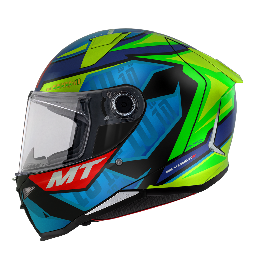  Casco Moto Integral Marca MT HELMETS Talla L ( 59/60) Revenge  22.06 Replica Diogo Moreira Azul y Fluor Mate