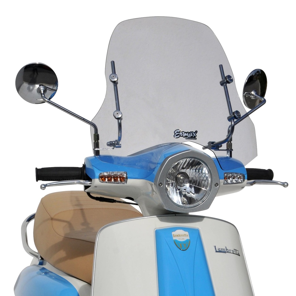 Parabrisas para Lambretta LN 125 2012-2014 (alta protección - 42 cm + fijación cromada)