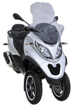 [015301P13] Windscreen scooter high protection for Piaggio MP3 125/300/400/500 2011-2018 (touring-sport-business model) (70 cm - with hand protection)   (Transparent)