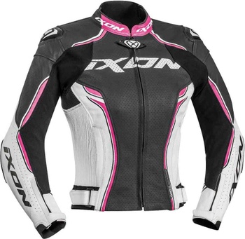 [100202019-1019-M] IXON VORTEX LADY MOTORCYCLE JACKET FOR SUMMER (Black/White/Fuchsia, M)