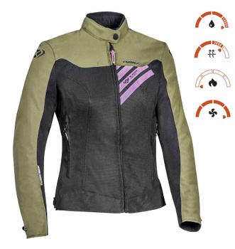 [100102044-1113-XS] IXON ORION LADY MOTORCYCLE JACKET FOR SUMMER (Black/Grey, XS)