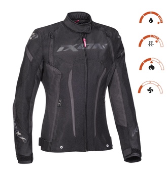 [100102054-1110-XS] IXON STRIKER LADY WINTER MOTORCYCLE JACKET (Black/anthracite/fuchsia, XS)