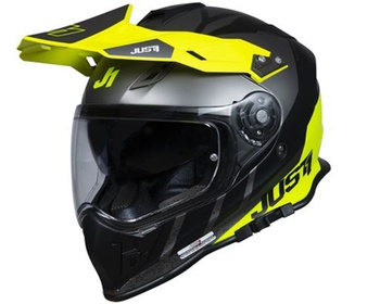 CASCO OFF-ROAD JUST1 J34 PRO OUTERSPACE (Negro/Titanio/Amarillo Fluor, XS)