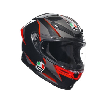 [2118395001-014-XS] CASCO AGV K6 S  SLASHCUT (NEGRO/GRIS/ROJO, XS)