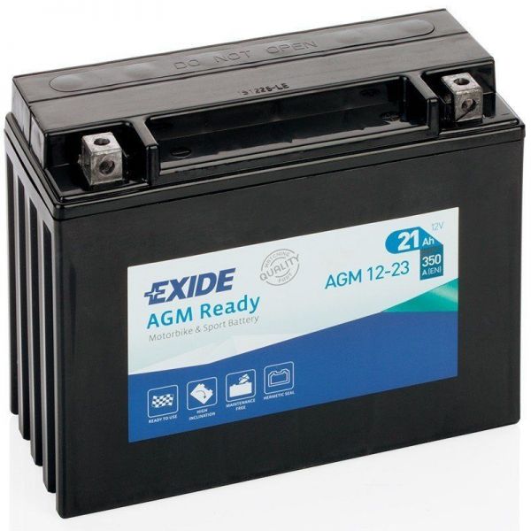 BATERIA AGM 12-23 12V 21Ah EXIDE (+ TORNILLOS HARLEY)