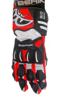 [G-195106-BK-BWRF-XL] Guantes Berik Thunar Evo para moto (Negro/Blanco/Rojo Fluor, XL)