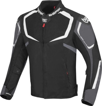 [Berik-X-Speed-Motorcycle-Textile-Jacket-0016] Chaqueta textil Berik X-Speed Air para moto (Negro/Blanco/Gris, 50)