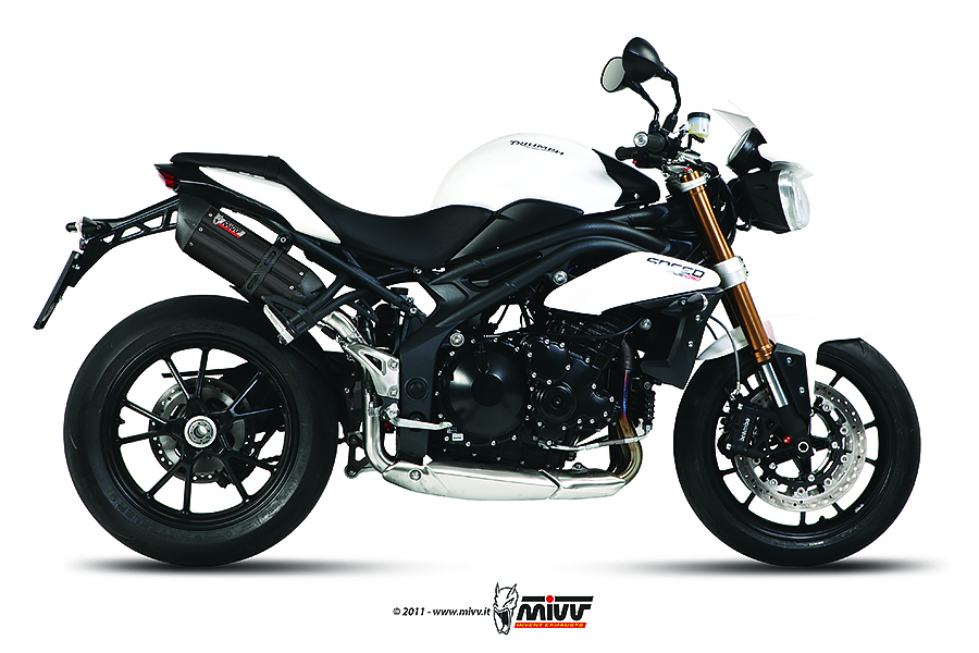 Mivv 2 Slip-On Suono black con tapa carbono Triumph Speed Triple 2011-15