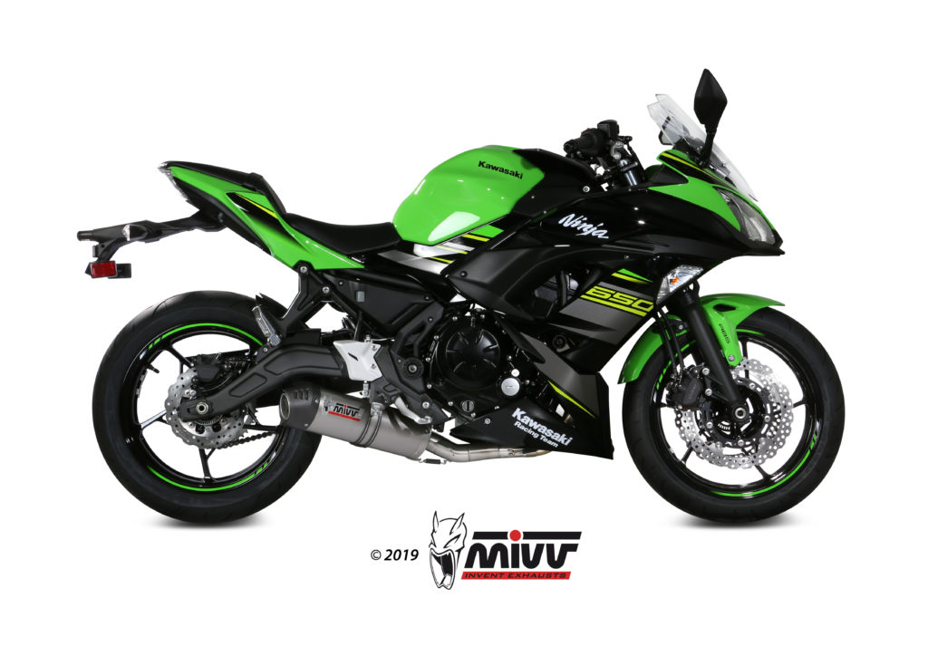 Mivv Full system 2x1 Oval titan con tapa carbono Kawasaki Ninja 650 / Z650 2017-23