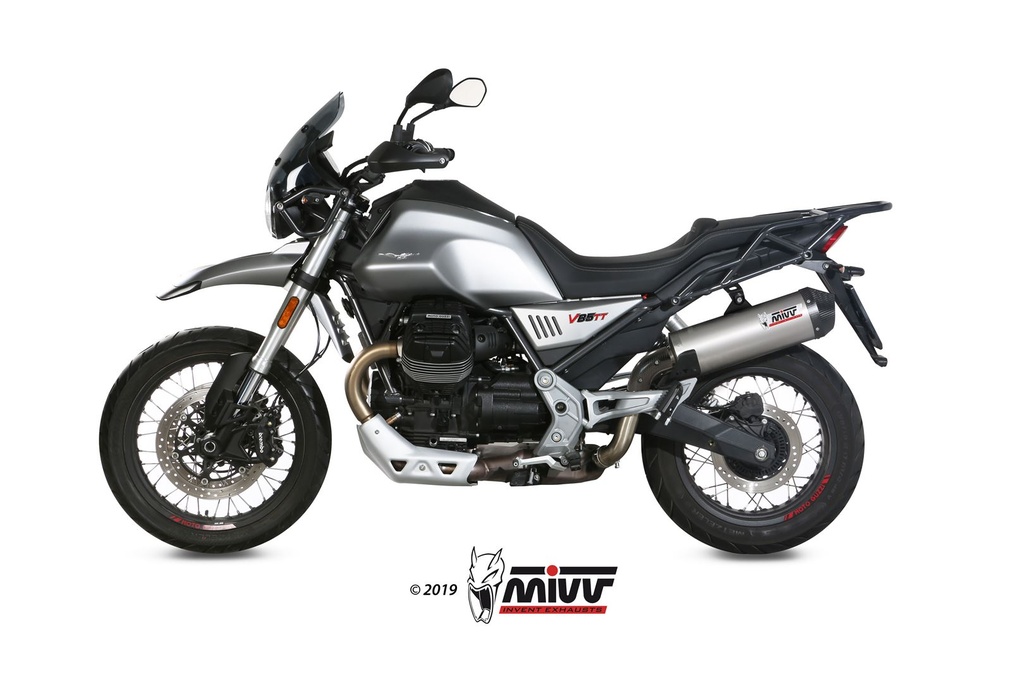 Mivv Slip-On Oval titan con tapa carbono Moto Guzzi V85 TT 2019-24