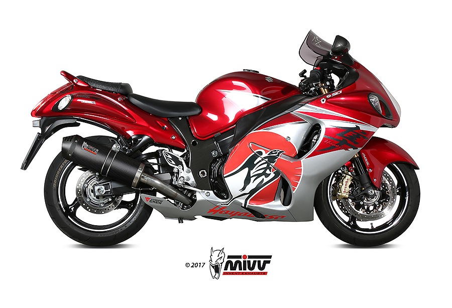 Mivv 2 Slip-On Oval carbono con tapa carbono Suzuki GSX-R 1300 Hayabusa 2008-17