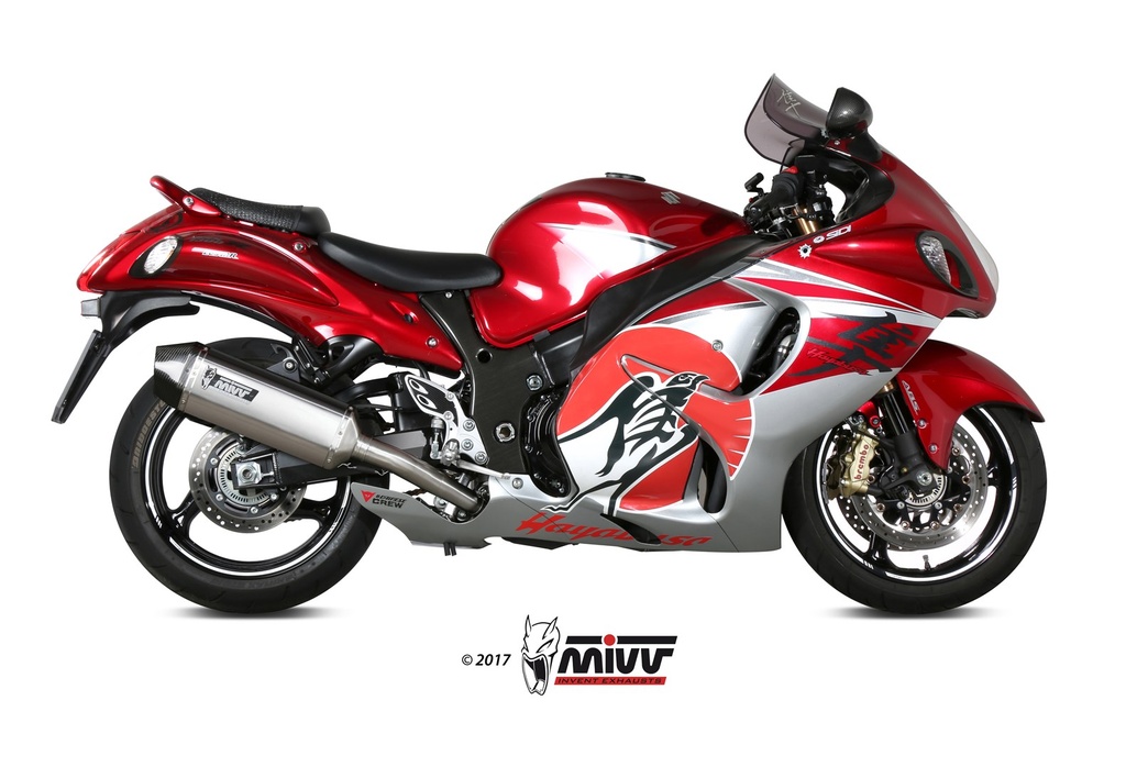 Mivv 2 Slip-On Speed edge St. Steel con tapa carbono Suzuki GSX-R 1300 Hayabusa 2008-17