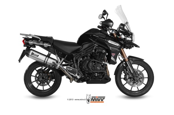 Mivv Slip-On Speed edge St. Steel con tapa carbono Triumph Tiger Explorer 1200 2012-15