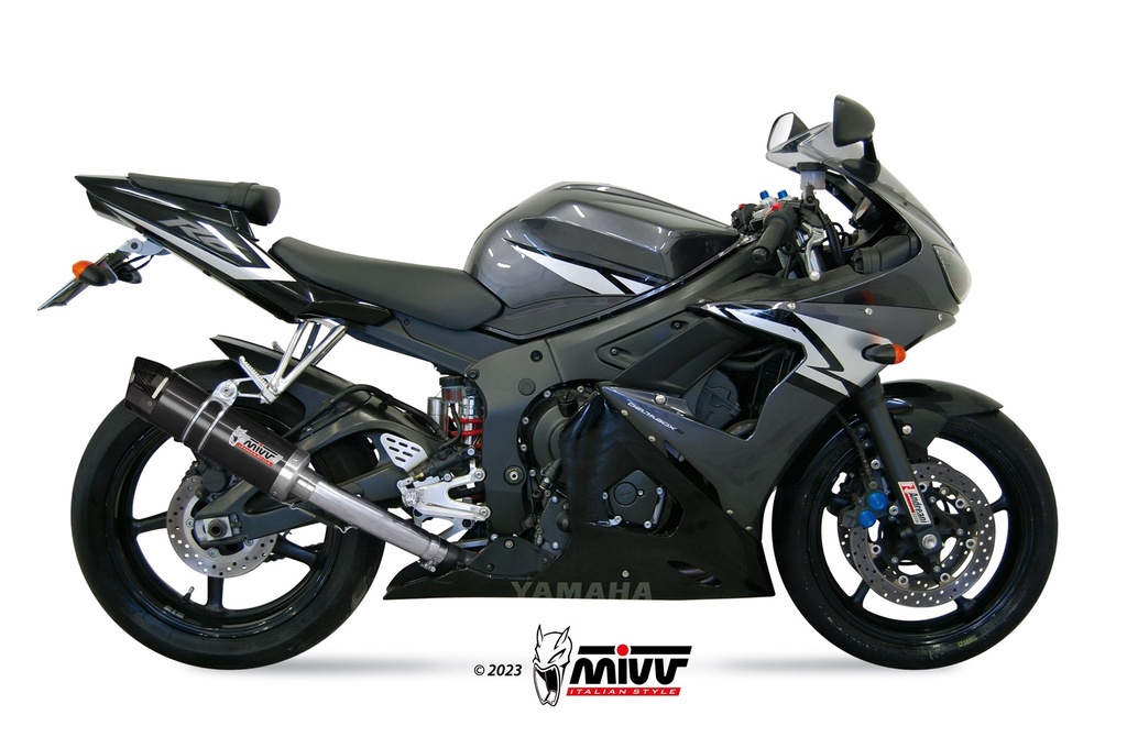 Mivv Slip-On GP black con tapa carbono Yamaha YZF 600 R6 2003-05