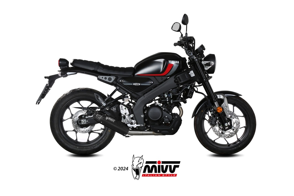 MIVV FULL SYSTEM 1x1 HR-1 BLACK CON TAPA EN CARBONO LARGA YAMAHA XSR 125 2022-24