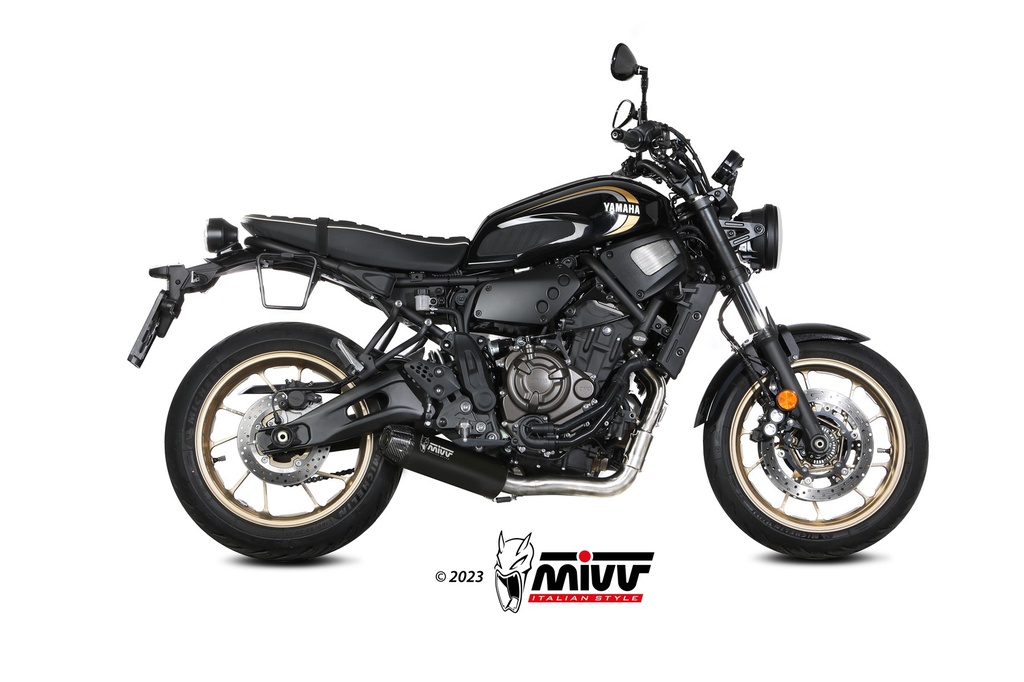 MIVV FULL SYSTEM 2x1 HR-1 BLACK CON TAPA EN CARBONO LARGA YAMAHA XSR 700 2021-24