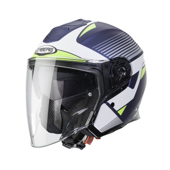 CASCO JET CABERG FLYON RIO (Azul marino (Mate)/Blanco/Amarillo Fluor/Plata, XS)