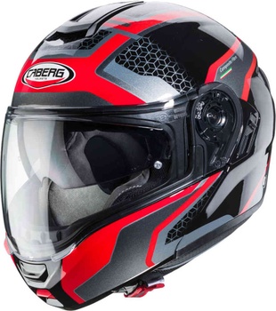 [C0GD00K5-XS] CASCO ABATIBLE CABERG LEVO SONAR (Negro/Rojo/Antracita/Plata, XS)