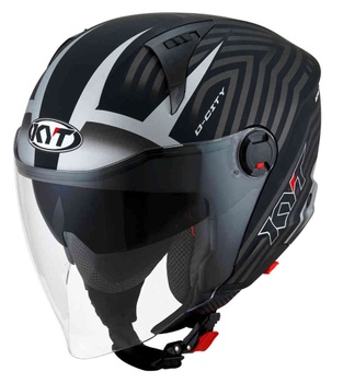 [YSDC0004.2] KYT JET HELMET D-CITY LUCENT (Black (Matte)/Silver, XS)