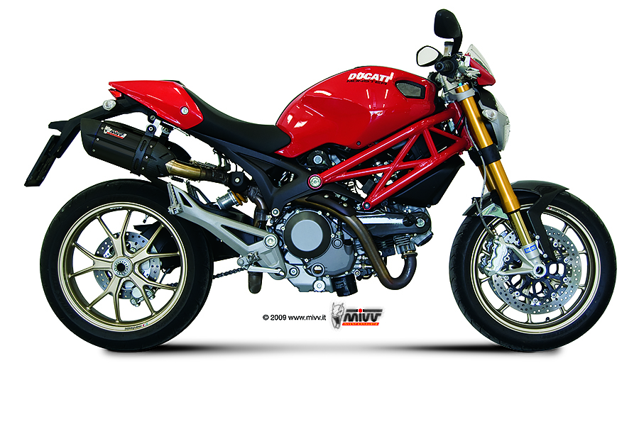 [D.025.L9] Mivv 2 Slip-On Suono black con tapa carbono Ducati Monster 795 12-14 / 796 10-14 / 1100 08-10