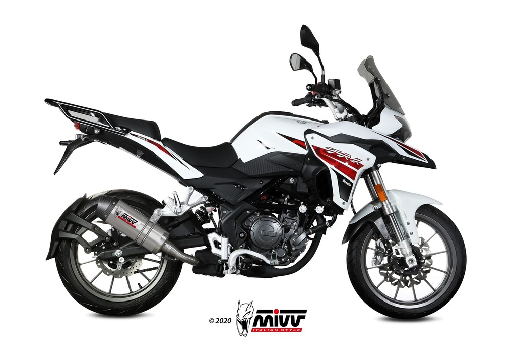 [E.006.L4C] Mivv Slip-On Oval titan con tapa carbono Benelli TRK 251 2019-24