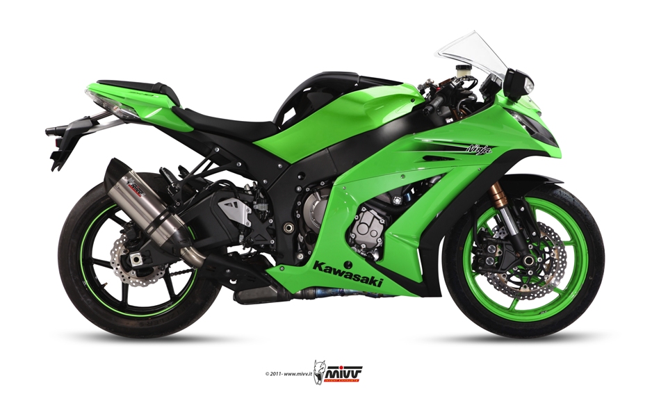 [K.026.L7] Mivv Slip-On Suono St. Steel con tapa carbono Kawasaki ZX-10 R 2011-15