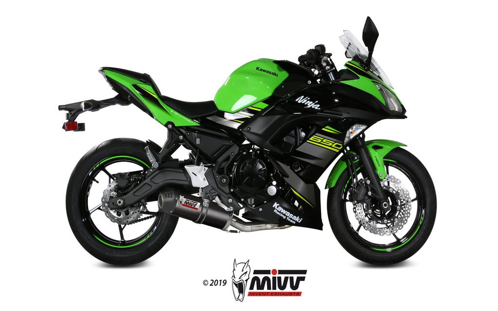 [K.044.L3C] Mivv Full system 2x1 Oval carbono con tapa carbono Kawasaki Ninja 650 / Z650 2017-23