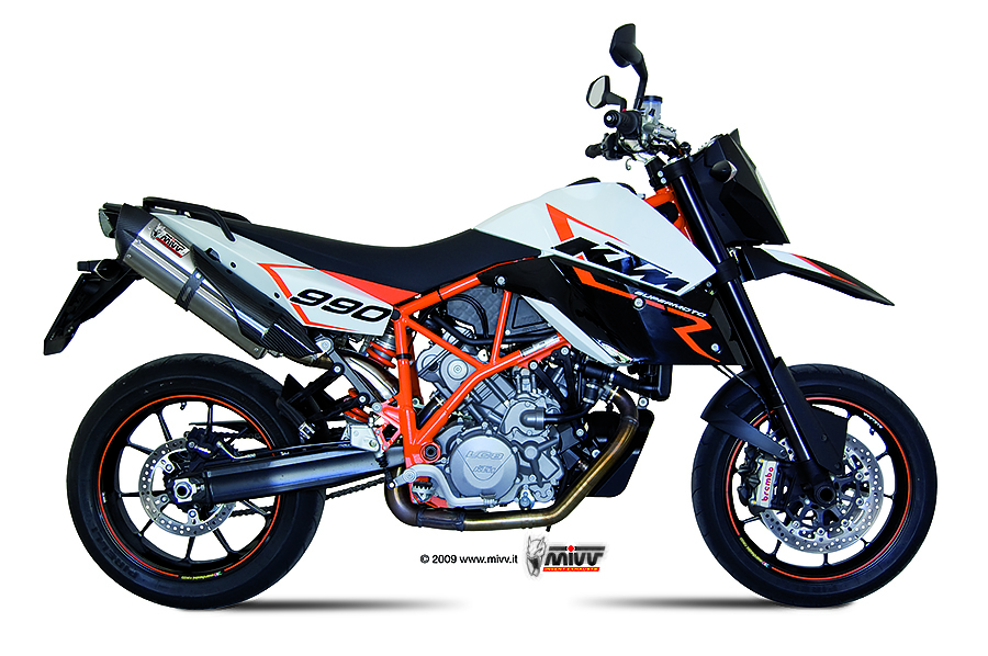 [KT.005.L7] Mivv 2 Bolt-On Suono St. Steel con tapa carbono KTM 950 Supermoto R 05-06 / 990 Supermoto R 07-13