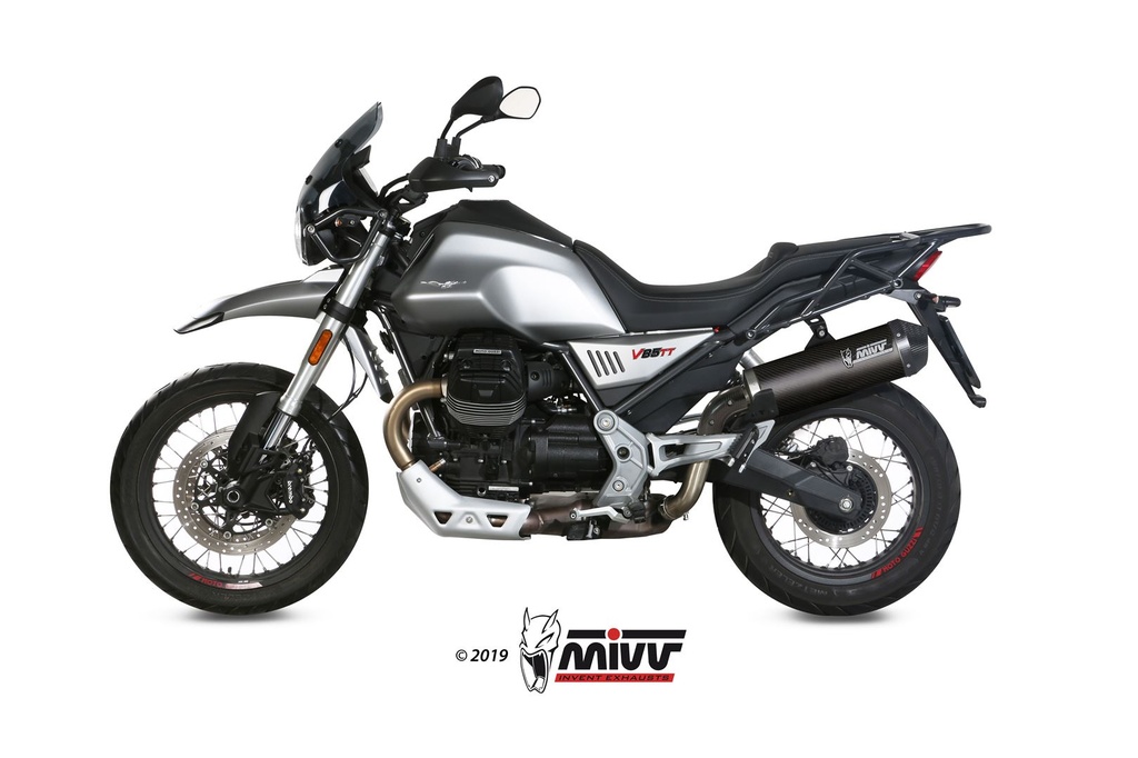 [M.013.LEC] Mivv Slip-On Oval carbono con tapa carbono Moto Guzzi V85 TT 2019-24