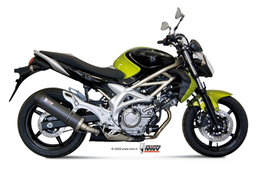 [S.035.L3C] Mivv Slip-On Oval carbono con tapa carbono Suzuki Gladius 2009-15