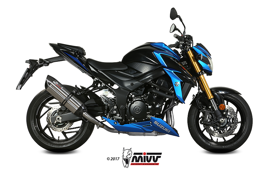 [S.048.L7] Mivv Slip-On Suono St. Steel con tapa carbono Suzuki GSX-S 750 2017-20