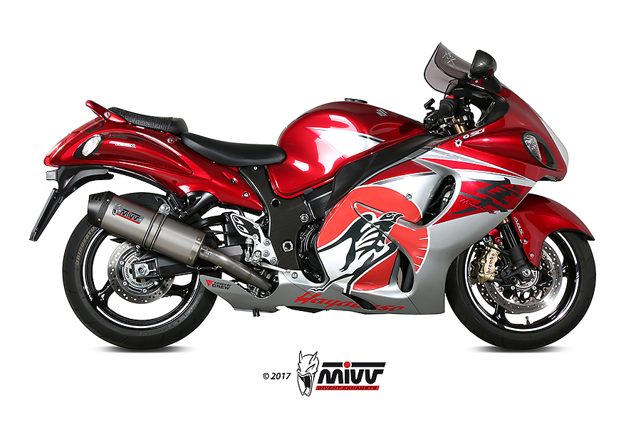 [S.052.LNC] Mivv 2 Slip-On Oval titan con tapa carbono Suzuki GSX-R 1300 Hayabusa 2008-17