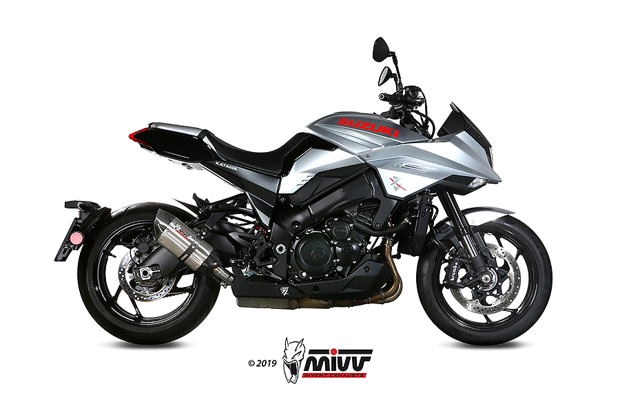 [S.056.L7] Mivv Slip-On Suono St. Steel con tapa carbono Suzuki GSX-S 1000 Katana 2019-24