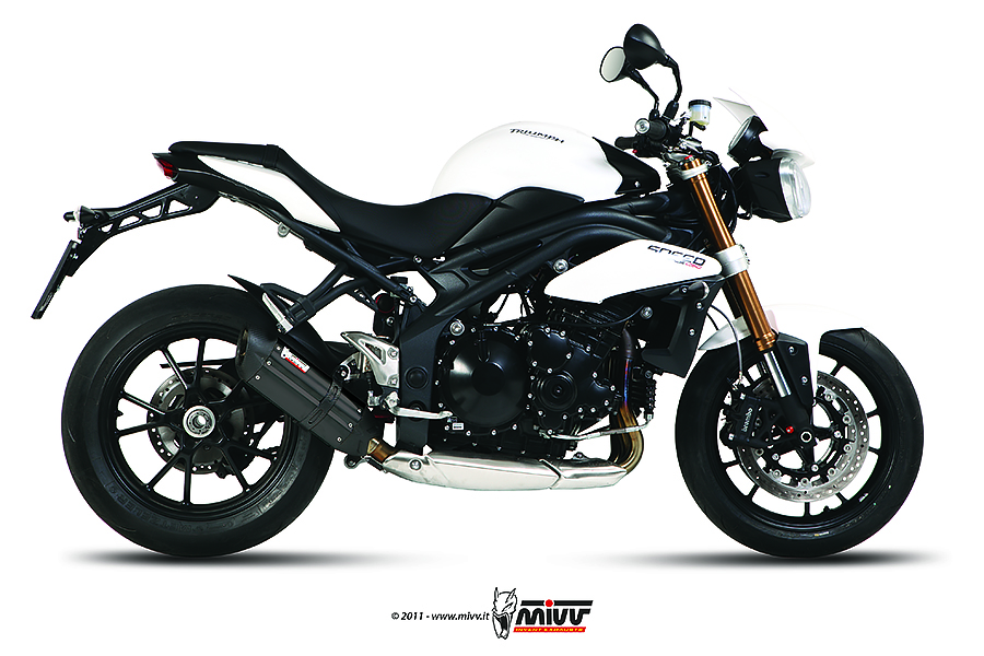 [T.012.L9] Mivv Slip-On Suono black con tapa carbono Triumph Speed Triple 2011-15