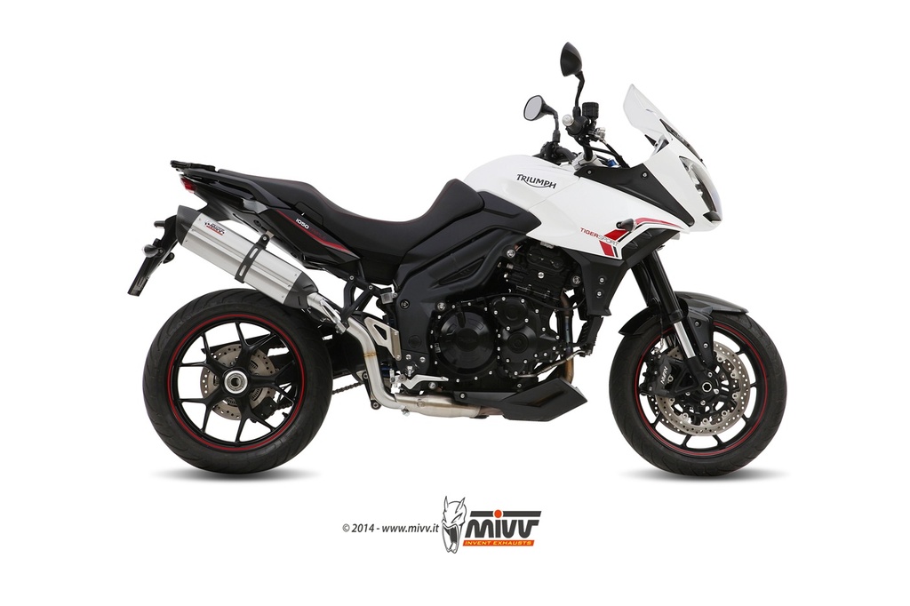 [T.014.L7] Mivv Slip-On Suono St. Steel con tapa carbono Triumph Tiger 1050 Sport 2013-16