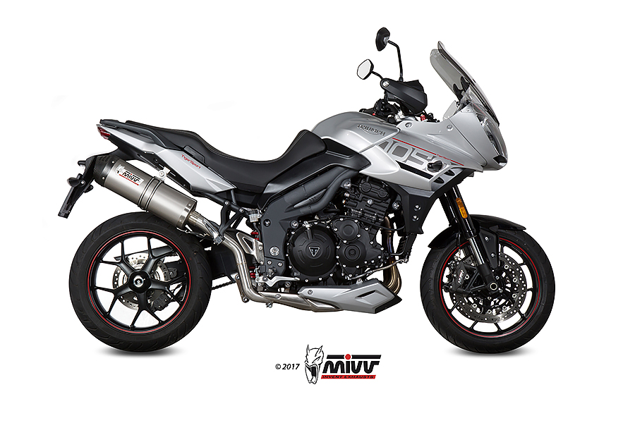 [T.017.LNC] Mivv Slip-On Oval titan con tapa carbono Triumph Tiger 1050 Sport 2017-20