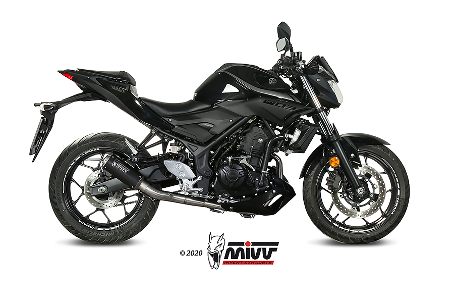 [X.YA.0008.SM3B] Mivv Full system 2x1 MK3 black Yamaha YZF R25 2015-24 / MT-03 2016-23 / R3 2015-24