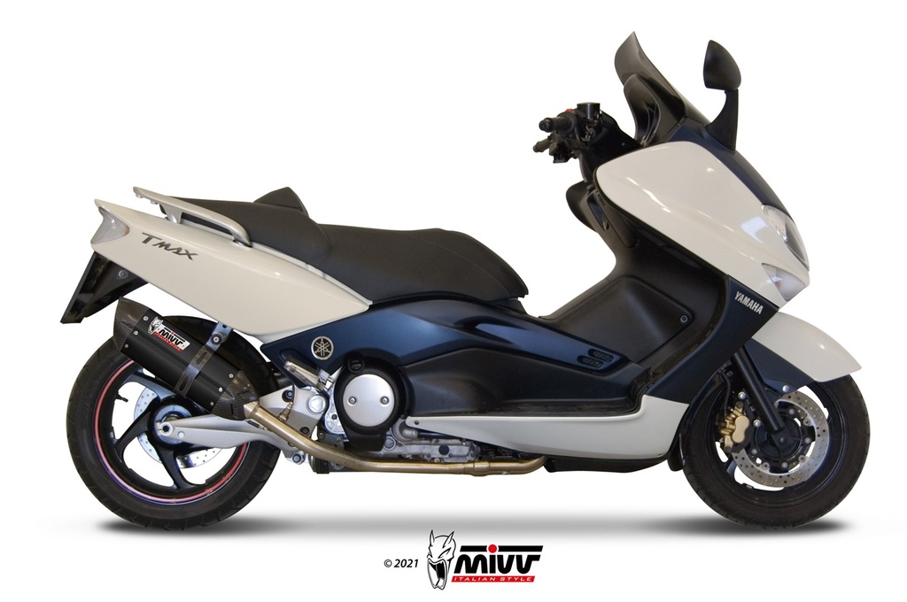 [Y.018.L9] Mivv Full system 2x1 Suono black con tapa carbono Yamaha T-MAX 500 2001-07