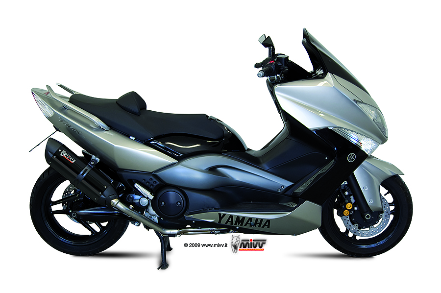 [Y.028.L9] Mivv Full system 2x1 Suono black con tapa carbono Yamaha T-MAX 500 2008-11