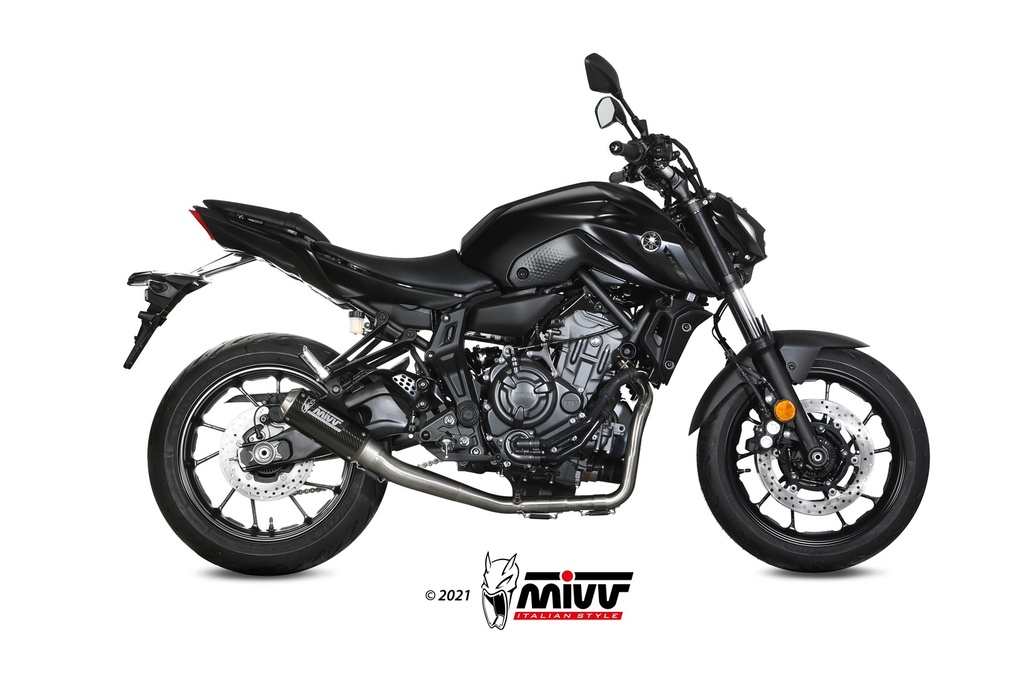 [Y.045.SM3C] Mivv Full system 2x1 MK3 carbono Yamaha MT-07 / FZ-07 2014-24