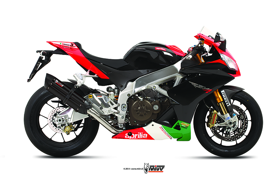 [A.009.L9] Mivv Slip-On Suono black con tapa carbono Aprilia RSV4 APRC / Tuono V4 APRC 2011-16