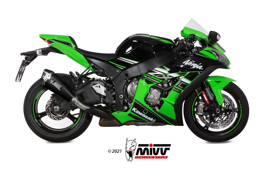 [K.042.LDRC] Mivv Slip-On Delta Race carbono Kawasaki ZX-10 R / RR / SE 2016-24