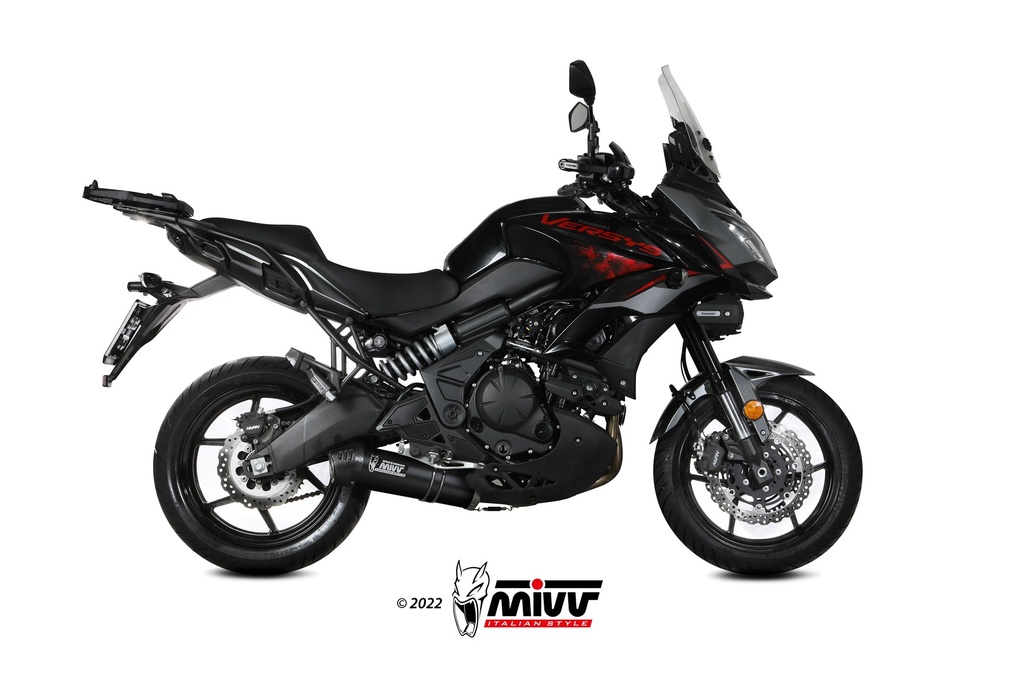 [K.055.LZC] Mivv Full system 2x1 Oval black con tapa carbono Kawasaki Versys 650 2021-23