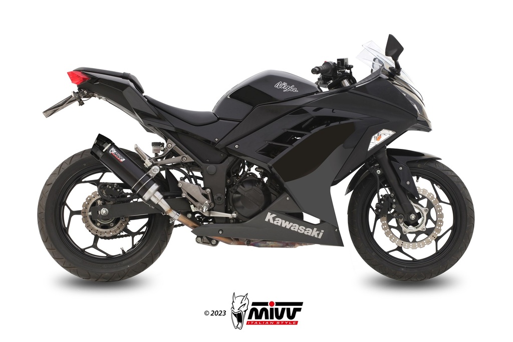 [K.038.LXBC] Mivv Slip-On GP black con tapa carbono Kawasaki Ninja 300 2013-16 / Z300 2015-16