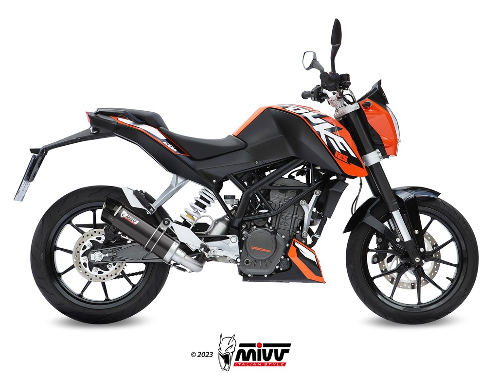 [KT.009.LXBC] Mivv Full system 1x1 GP black con tapa carbono KTM 125 Duke 2011-16 / 200 Duke 2012-14