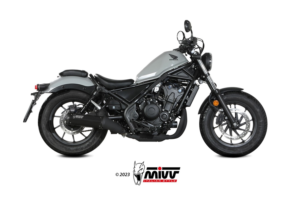 [H.091.LH1BC] MIVV SLIP-ON HR-1 BLACK CON TAPA EN CARBONO HONDA CMX 500 REBEL 2022-24