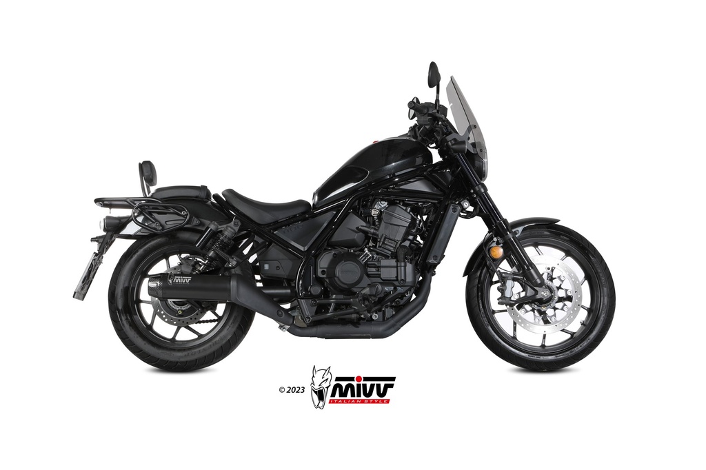 [H.092.LH1BG] MIVV SLIP-ON HR-1 BLACK CON TAPA EN CARBONO LARGA HONDA CMX 1100 REBEL 2022-24