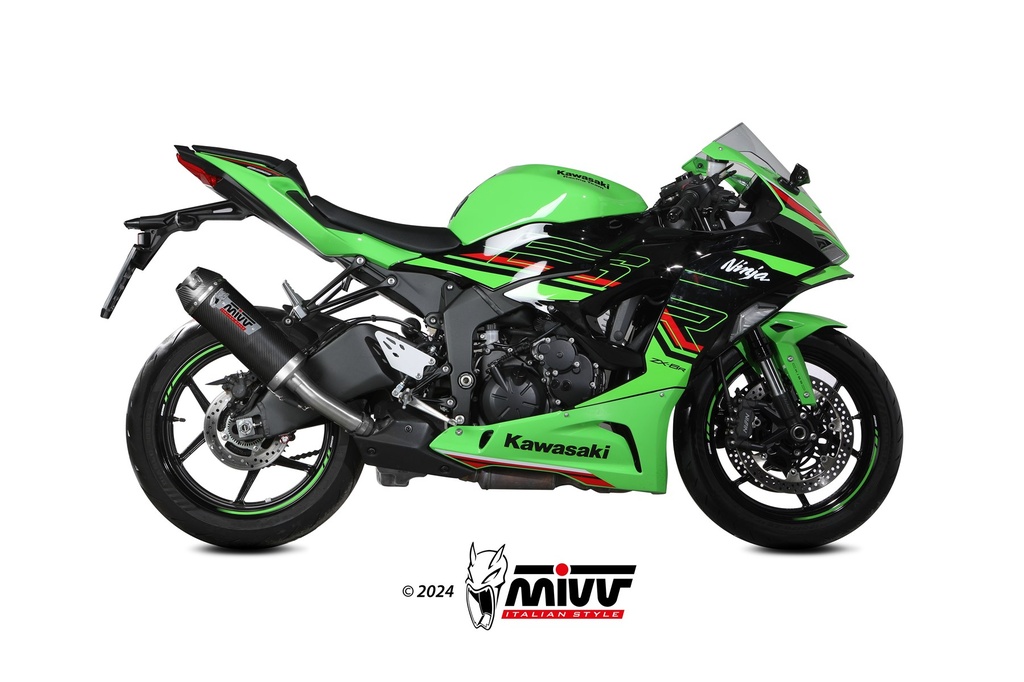 [K.050.L3K] Mivv Slip-On AK-1 carbono con tapa de carbono Kawasaki ZX-6 R 636 2019-24