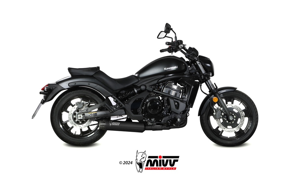 [K.060.SH1BGN] MIVV FULL SYSTEM 2x1 HR-1 BLACK CON TAPA DE CARBONO KAWASAKI VULCAN S 2017-23