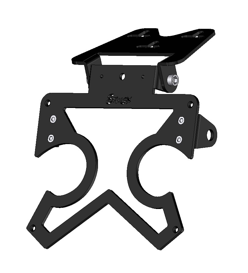 [900518003] Large adjustable license plate holder in black aluminum with turn signal bracket